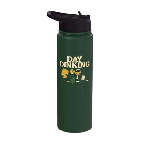Funny Pickleball Pun Paddle Day Dinking Stainless Steel Insulated Water Bottle - color: Dark Green