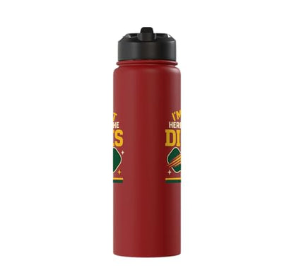 Funny Pickleball Pun Paddle I'm Just Here For The Dinks Stainless Steel Insulated Water Bottle - color: Red
