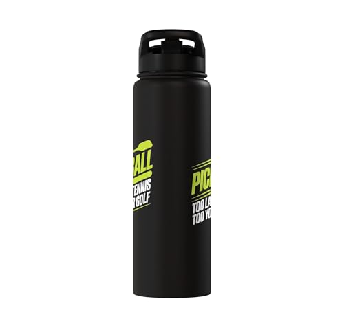 Pickleball Player Too Lazy For Tennis Too Young For Golf Stainless Steel Insulated Water Bottle - color: Black