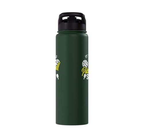 Funny Pickleball Pun Paddle I Might Have A Dinking Problem Stainless Steel Insulated Water Bottle - color: Dark Green