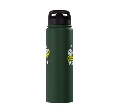 Funny Pickleball Pun Paddle I Might Have A Dinking Problem Stainless Steel Insulated Water Bottle - color: Dark Green