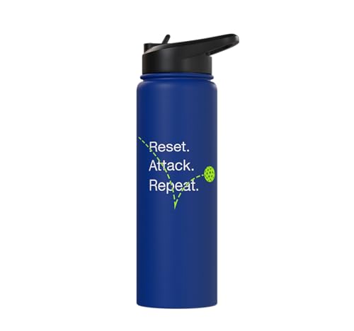 Reset Attack Repeat Competitive Pickleball Accessories Stainless Steel Insulated Water Bottle - color: Royal Blue