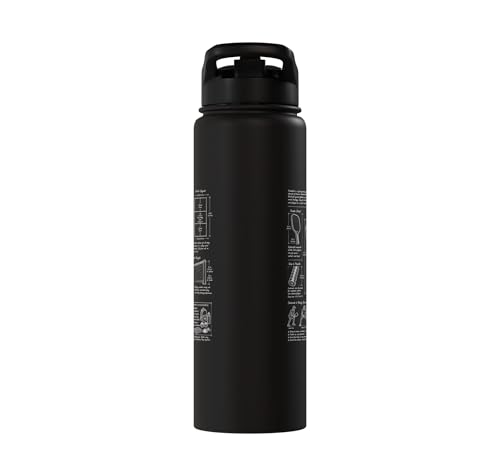 Pickleball Paddle Court Layout Net Height Chart Stainless Steel Insulated Water Bottle - color: Black