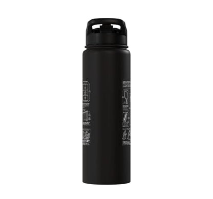 Pickleball Paddle Court Layout Net Height Chart Stainless Steel Insulated Water Bottle - color: Black