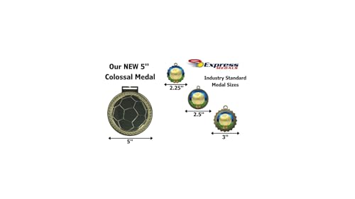 Express Medals Pack of 1 (or More) Colossal 5 Inch Gold Soccer Award Medals Variations with or Without Engraving Personalization Engraved Custom Text Names - color: Yes Engraving