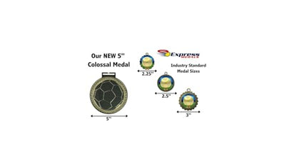 Express Medals Pack of 1 (or More) Colossal 5 Inch Gold Soccer Award Medals Variations with or Without Engraving Personalization Engraved Custom Text Names - color: Yes Engraving