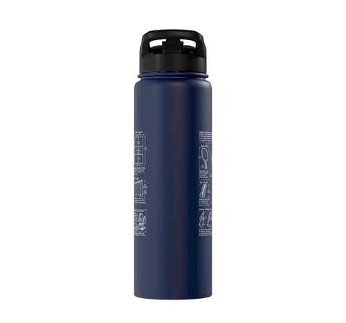 Pickleball Paddle Court Layout Net Height Chart Stainless Steel Insulated Water Bottle - color: Navy Blue