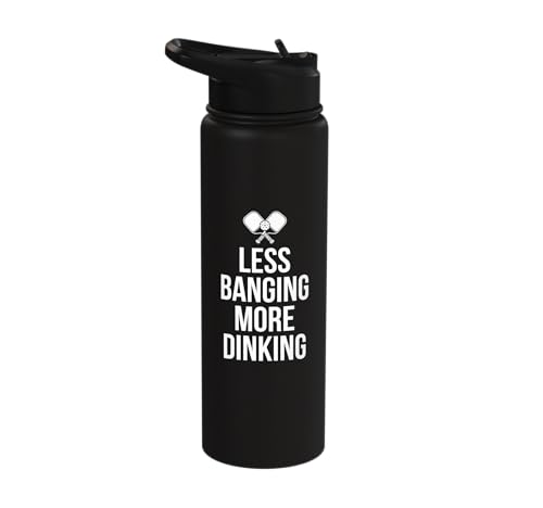 Less Banging More Dinking Pickleball Player Strategy Stainless Steel Insulated Water Bottle - color: Black