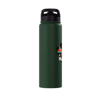 Dink Master Funny Pickleball Player Paddle Sports Stainless Steel Insulated Water Bottle - color: Dark Green