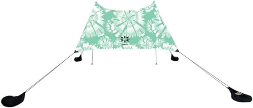 Neso Grande Portable Beach Tent Sun Shelter - Lightweight Beach Shade Canopy - Easy Setup for Family Outings - Patented Reinforced Corners - UPF 50+ Sun Protection - 7ft Tall, 9 x 9ft - color: Mint Tie Dye