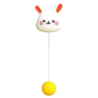 Table Tennis Trainer, Cute Kids Tennis Racquet Badminton Tennis Racket Sports Game Indoor Hanging Elastic Shaft Automatic Winding Educational Exercise for Kids Self Practice - size: Rabbit Style