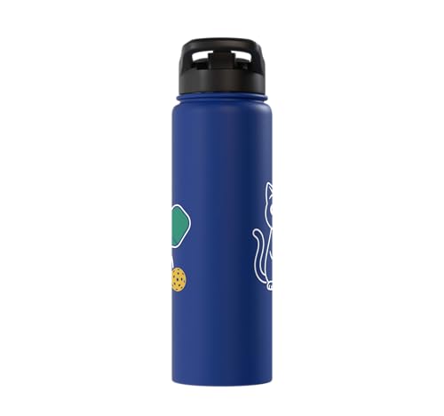 Pickleball Paddle Ball Player Minimal Clean Sports Fan Match Stainless Steel Insulated Water Bottle - color: Royal Blue