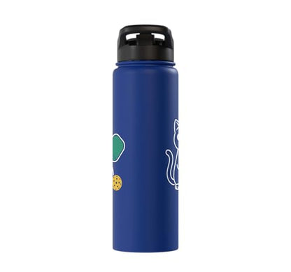 Pickleball Paddle Ball Player Minimal Clean Sports Fan Match Stainless Steel Insulated Water Bottle - color: Royal Blue