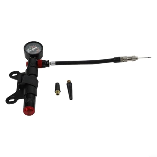 Aluminum Alloy Bike Pump with Gauge, Portable CK2 Inflator for Mountain Road Bikes, Dual Valve, Ball Needle Included for