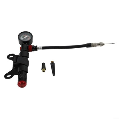 Aluminum Alloy Bike Pump with Gauge, Portable CK2 Inflator for Mountain Road Bikes, Dual Valve, Ball Needle Included for