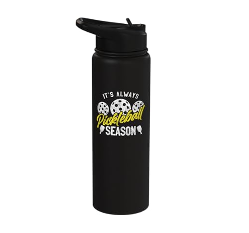 Funny Pickleball Pun Paddle I Might Have A Dinking Problem Stainless Steel Insulated Water Bottle - color: Black