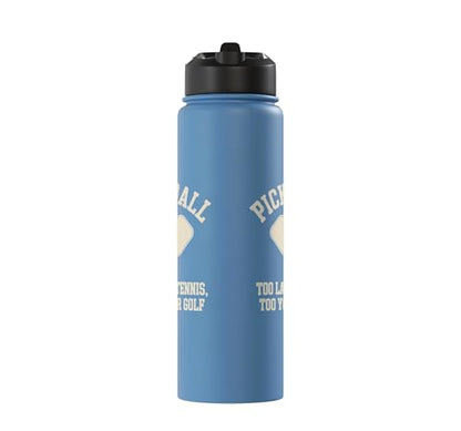 Pickleball Player Too Lazy For Tennis Too Young For Golf Stainless Steel Insulated Water Bottle - color: Light Blue