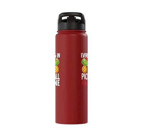 Funny Pickleball Paddle Wine Everything In Moderation Except Stainless Steel Insulated Water Bottle - color: Red