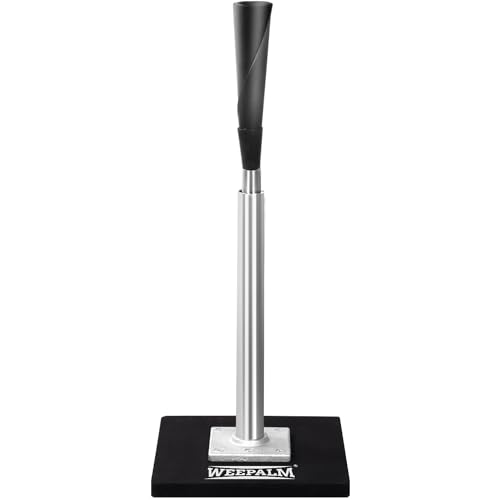 Batting Tee for Baseball/Softball, Premium Hitting Tee with Handrolled Rubber Top,Aluminum Stem,Metal Base,Easy Setup Baseball Tee Height Adjustable 24-46 inch for Kids and Adults