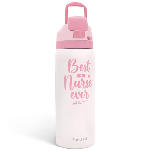 Nurse Insulated Stainless Steel Water Bottle with Straw for Sports and Travel, Best Nurse Ever, 32oz, Gifts for Women Graduation Nurse Week Appreciation Birthday Christmas - color: Nurse