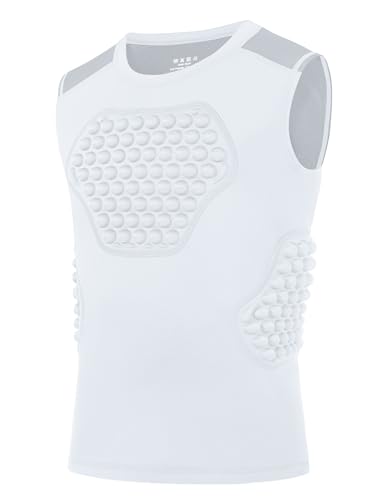 Roadbox Baseball Chest Protector Youth, Padded Compression Shirt Heart Guard Sternum Rib Gear for Football Softball Lacrosse - color: 04 white+gray, size: Medium