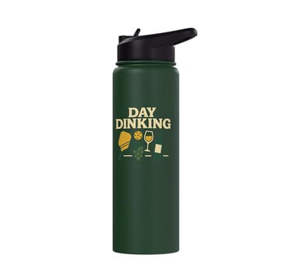 Funny Pickleball Pun Paddle Day Dinking Stainless Steel Insulated Water Bottle - color: Dark Green