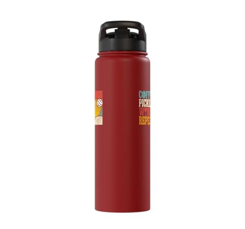 Funny Pickleball Paddle Just One More Game Stainless Steel Insulated Water Bottle - color: Red