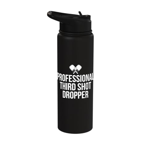 Professional Third Shot Dropper Pickleball Player Stainless Steel Insulated Water Bottle - color: Black