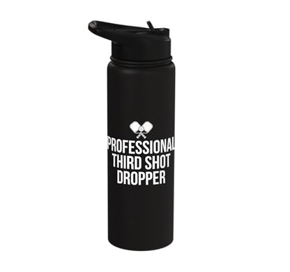 Professional Third Shot Dropper Pickleball Player Stainless Steel Insulated Water Bottle - color: Black