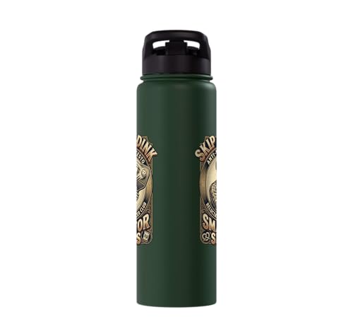 Pickleball Humor s Smash for Snacks s Court Rules Stainless Steel Insulated Water Bottle - color: Dark Green