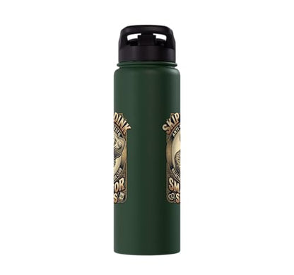 Pickleball Humor s Smash for Snacks s Court Rules Stainless Steel Insulated Water Bottle - color: Dark Green