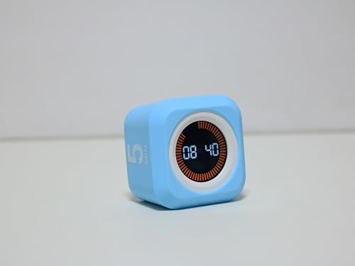 Rotating Pomodoro Cube Visual Timer 5, 25, 10 50 Minutes Preset, Rechargeable Desk Productivity Flip Timer w/Silicone Cover Custom Countdown, Silent Mode for ADHD, Study, Work, School(Blue) - color: Blue+white