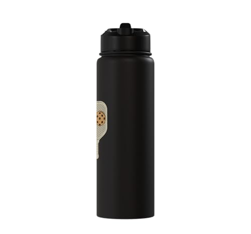 Whose Serve What's the Score Funny Pickleball Questions Stainless Steel Insulated Water Bottle - color: Black