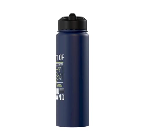 Pickleball Strategy Diagram Funny Sports Stainless Steel Insulated Water Bottle - color: Navy Blue