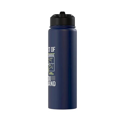 Pickleball Strategy Diagram Funny Sports Stainless Steel Insulated Water Bottle - color: Navy Blue
