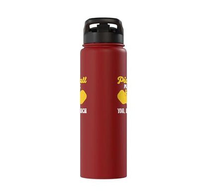 Funny Pickleball Paddle Easily Distracted By Pickleball Stainless Steel Insulated Water Bottle - color: Red