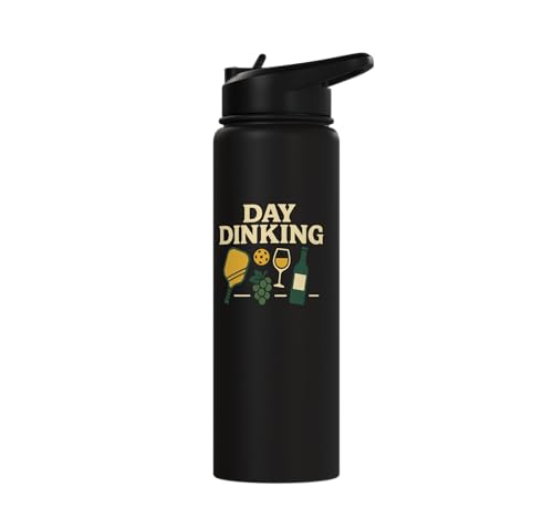 Funny Pickleball Pun Paddle Day Dinking Stainless Steel Insulated Water Bottle - color: Black