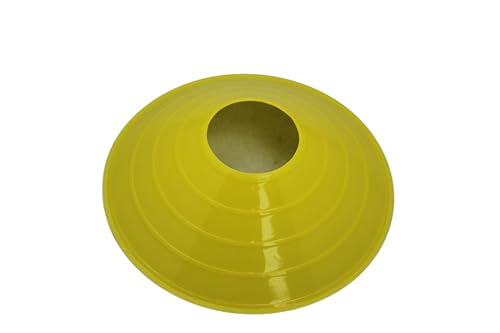 BlueDot Trading High Visibility Sport Disc Cones for Agility Training, Soccer, Football, Field Durable Cone Markers for Adults or Kids, 25-Pack, Yellow