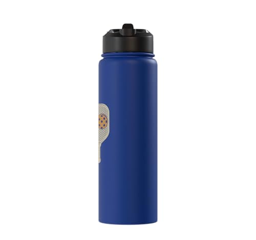 Whose Serve What's the Score Funny Pickleball Questions Stainless Steel Insulated Water Bottle - color: Royal Blue