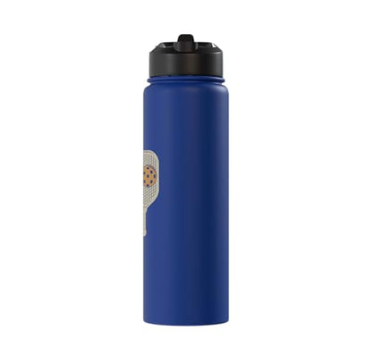 Whose Serve What's the Score Funny Pickleball Questions Stainless Steel Insulated Water Bottle - color: Royal Blue
