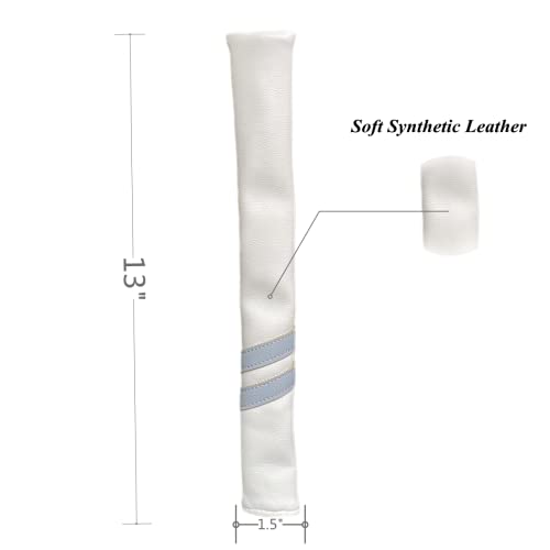 Classic Golf Alignment Stick Cover Headcover Holder 13in Hold at Least 2 Sticks - White, Light Blue, Black Soft Synthetic Leather Well Made