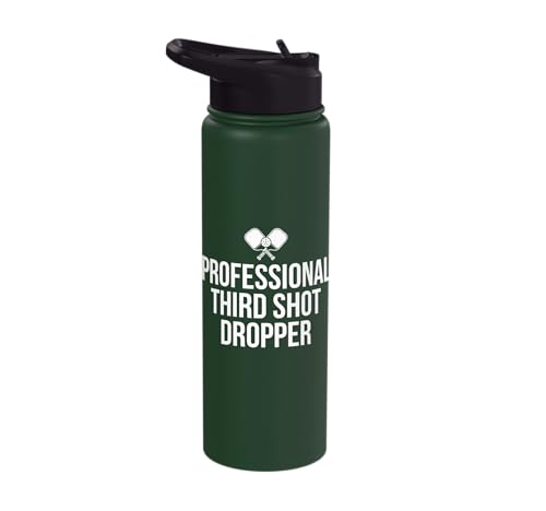 Professional Third Shot Dropper Pickleball Player Design Stainless Steel Insulated Water Bottle - color: Dark Green