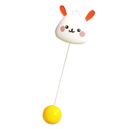 Table Tennis Trainer, Cute Kids Tennis Racquet Badminton Tennis Racket Sports Game Indoor Hanging Elastic Shaft Automatic Winding Educational Exercise for Kids Self Practice - size: Rabbit Style