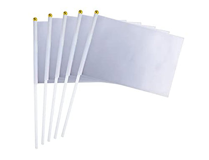 WXTWK 50 Pack Solid White Blank Flag Small Mini Plain White DIY Color Flags On Stick,marking decoration supplies,Grand Opening,Kids Birthday,Party Events Celebration