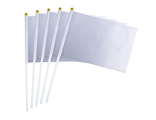 WXTWK 50 Pack Solid White Blank Flag Small Mini Plain White DIY Color Flags On Stick,marking decoration supplies,Grand Opening,Kids Birthday,Party Events Celebration