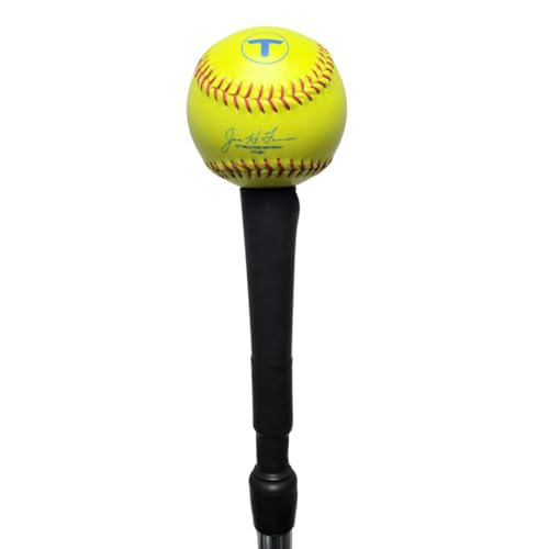 Tanner Tee 12 Inch Softballs 1/2 Dozen (6 ea) Practice Softballs with Synthetic Yellow Leather Cover, Red Stitching, and Poly Core Center for Fastpitch Softball and Slowpitch Softball