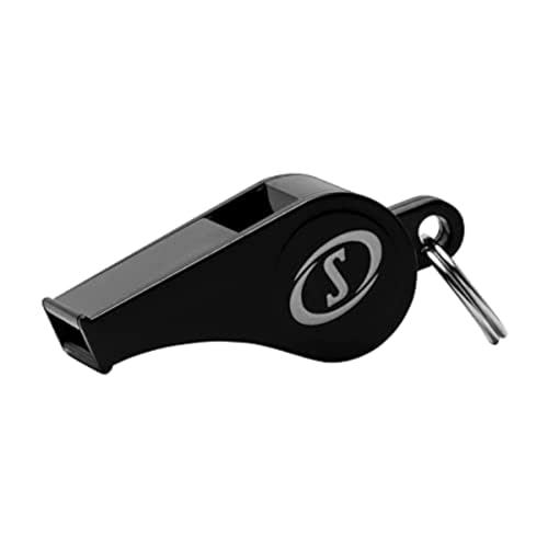 Spalding Sports Whistle with Lanyard | Ideal for Coaches, Referees & Officials | Available in Plastic or Metal - color: Plastic - 1 Pack - Black