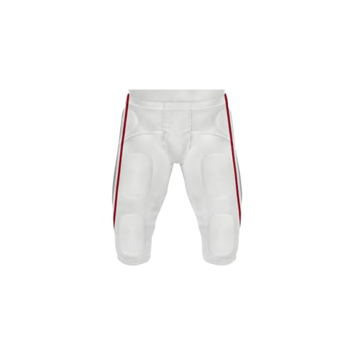 Youth Football Practice Jersey, Custom Blank Kids Practice Football Uniform Sportswear for Boys Training Games - color: White Red Sliver