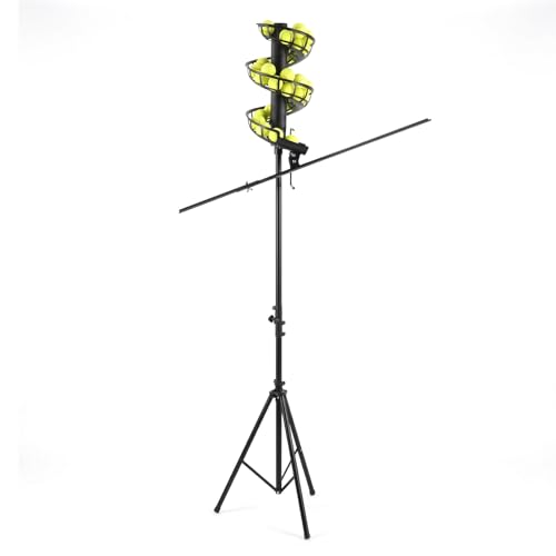 Single-Person Swing Practice Trainer with Extra Track Hold 33 Balls Fixed Frequency Tennis Ball Non-Electric Height Adjustable for Beginners and Children