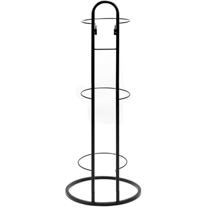 QWORK Basketball Ball Storage Rack – Vertical 3-Tier Design, Wall-Mountable or Freestanding, Space-Saving Solution for Basketball, Football, and Volleyball Storage